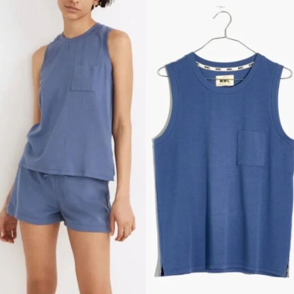 Madewell - MWL Breeze Muscle Tank Top Loungewear NA562 | Small: Still Ocean Blue - Picture 13 of 16
